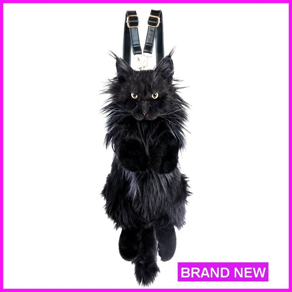 Realistic Cat Plush Backpack, Adjustable Straps, Large Capacity, Handcrafted